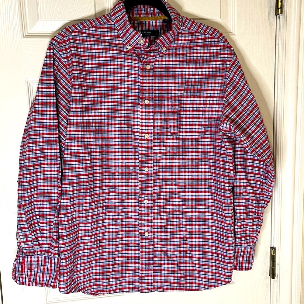 Cremieux Classic Red Plaid Men's button down Shirt. 100%cotton, Size large